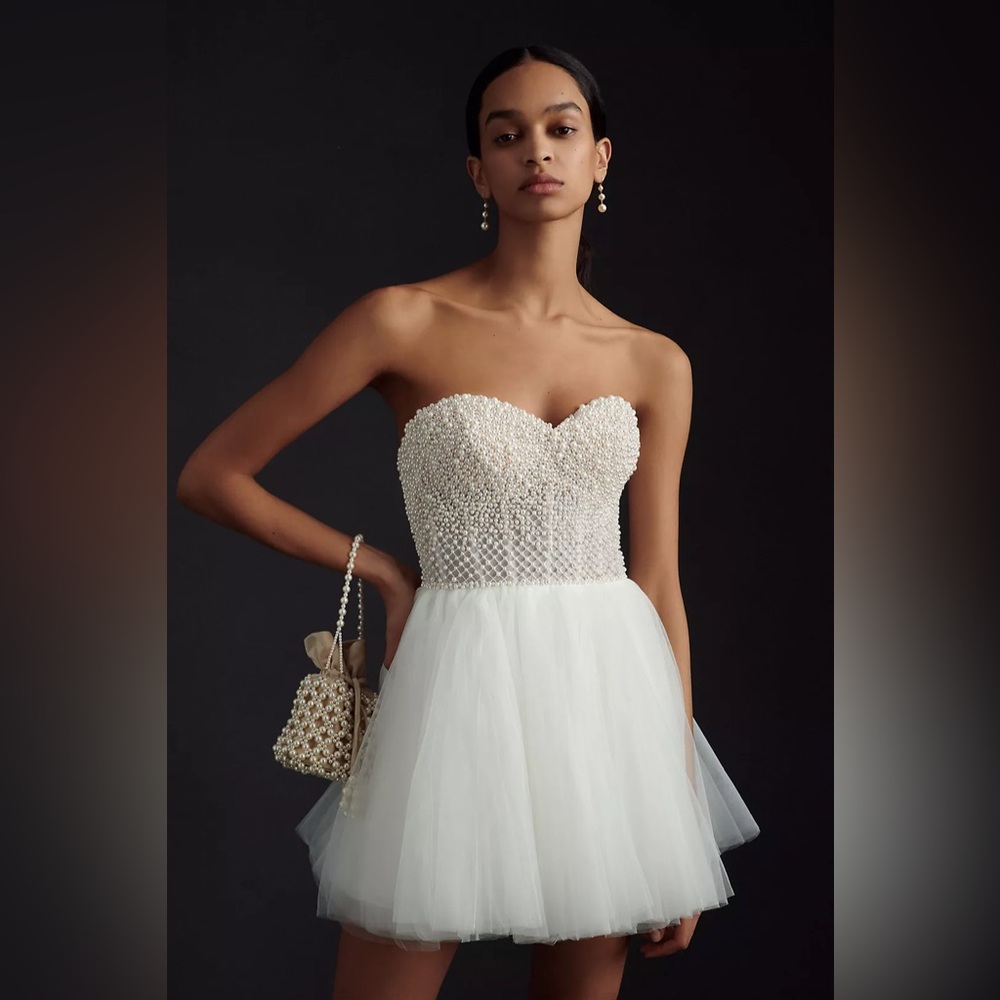 BHLDN Wtoo by Watters Maeve Strapless Embellished Corset Mini Dress